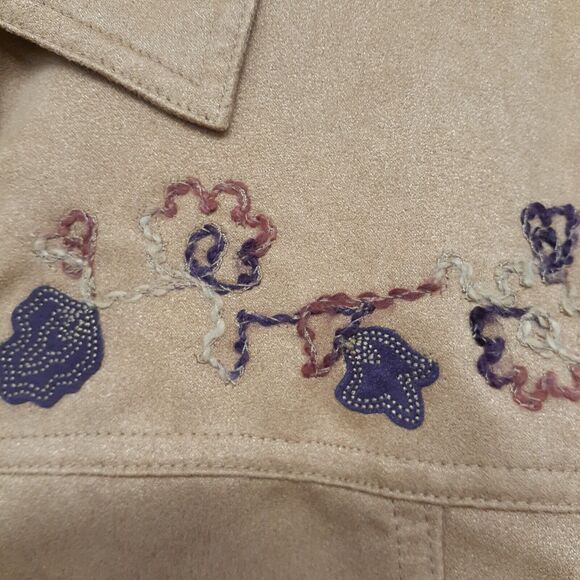 Napa Valley Camel Embroidered Collared Button Up Top Jacket Size 1X Shacket - Picture 5 of 7